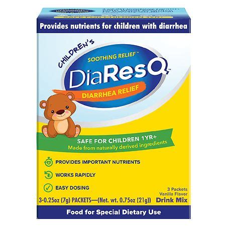 DiaResQ Children's Strength Soothing Diarrhea Relief For Kids Ages 1 Year & Up Vanilla | Walgreens