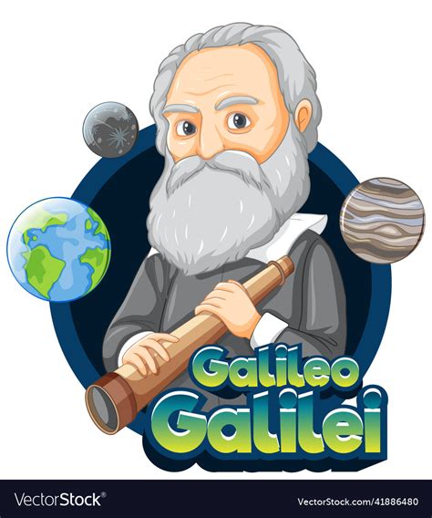 Portrait of galileo galilei in cartoon style Vector Image