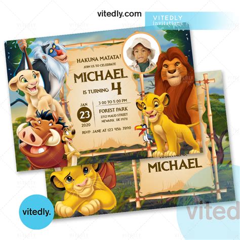 Lion King Invitation | Lion King Birthday Invitation – Vitedly