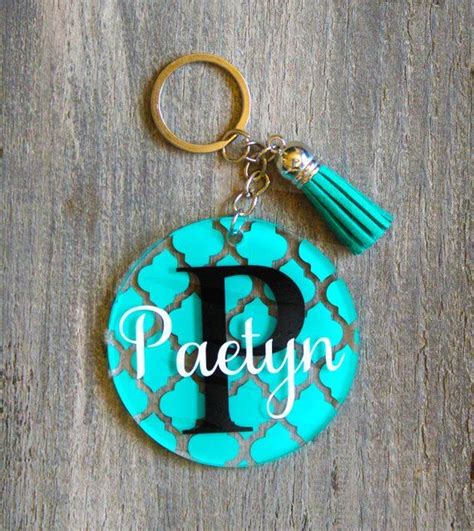 Personalized Monogram Keychain with Tassel Custom Acrylic Key | Etsy in ...