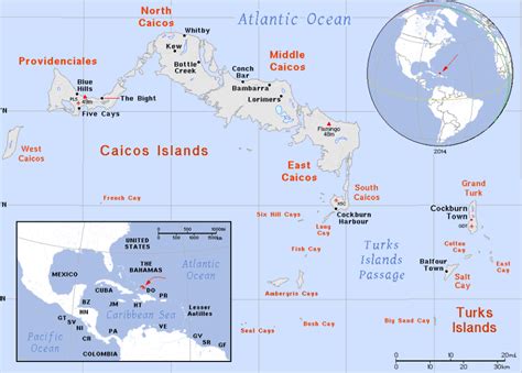 The map of Turks and Caicos - Key Caribe