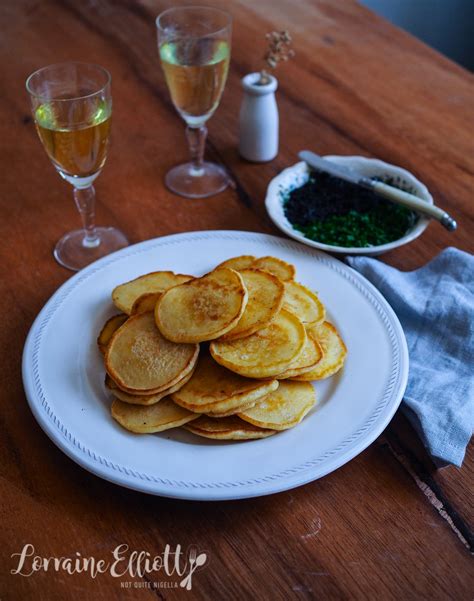 Cultured Sour Cream Blinis With Caviar and Chives @ Not Quite Nigella