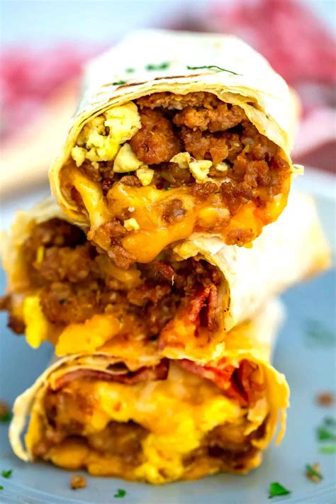 Sausage Egg and Cheese Breakfast Burrito [Video] - Sweet and Savory Meals