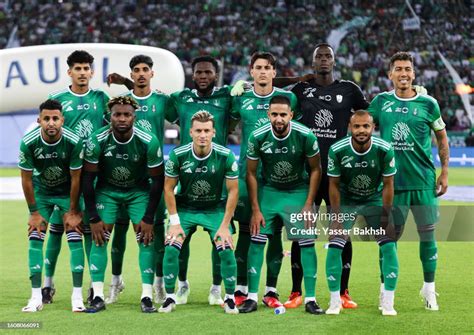 Players of Al-Ahli pose for a team photograph prior to the Saudi Pro ...