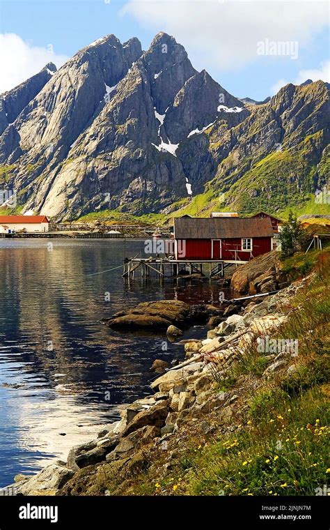 Fishing village on a Lofoten island, Norway, Lofoten Islands Stock Photo - Alamy