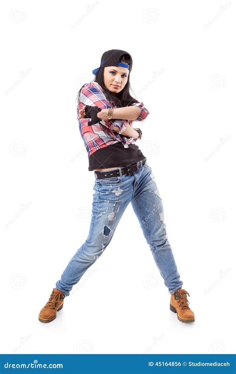 Modern Hip-hop Dance Girl Pose on Isolated Background Stock Photo ...