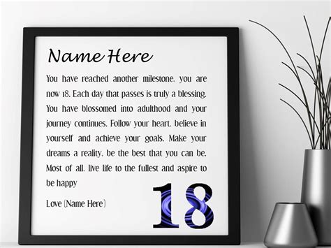 18th Birthday Gift Personalised Framed Poem for Him for Her Son Daughter Grandson Grand Daughter ...