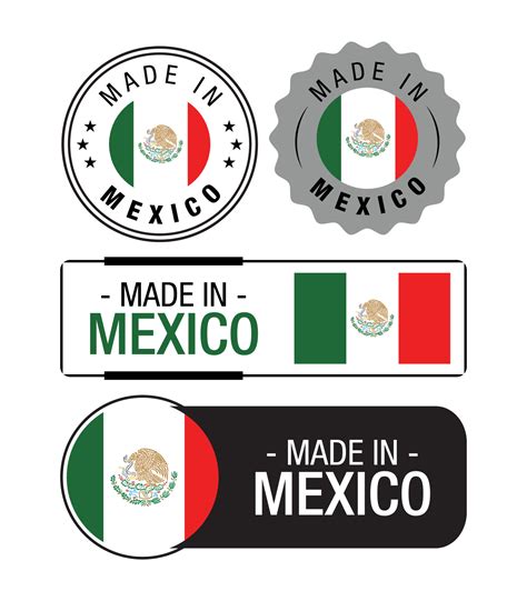 Set of Made in Mexico labels, logo, Mexico flag, Mexico Product Emblem ...