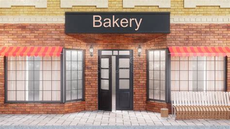 Bakery or Shop with Delicious Pastries. Exterior of a Building Near the Road Stock Illustration ...