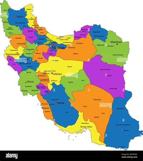 Colorful Iran Political Map With Clearly Labeled Separated Layers ...