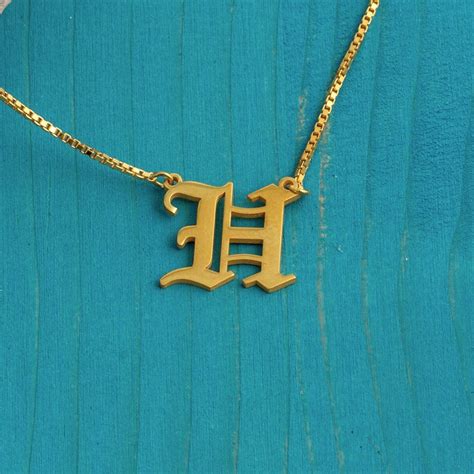 Old English Initial Necklace Old English Necklace Custom - Etsy