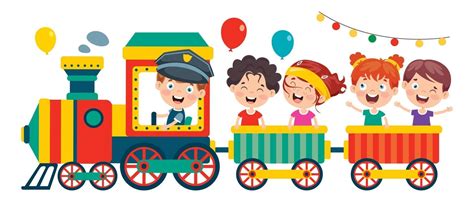 Funny Children Riding On The Train 2538804 Vector Art at Vecteezy