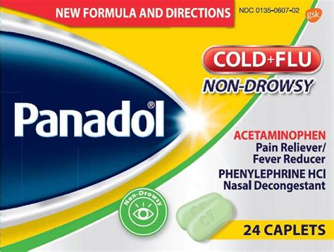 Panadol Cold and Flu NonDrowsy (tablet, film coated) GlaxoSmithKline Consumer Healthcare ...