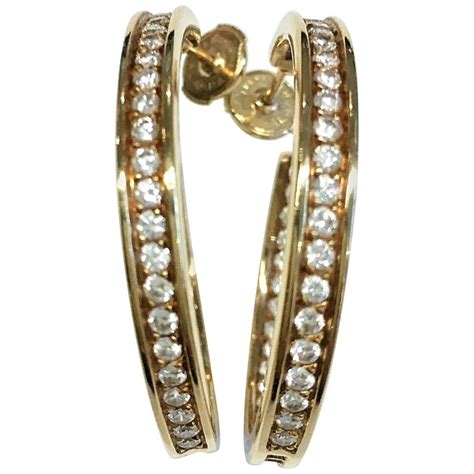 Cartier Diamond Hoop Earrings at 1stdibs