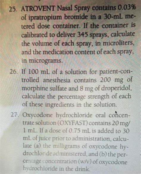 Solved 25. ATROVENT Nasal Spray contains 0.03% of | Chegg.com