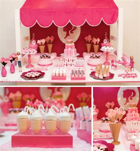 Kara's Party Ideas Barbie Doll Ice Cream Shop Pink Girl Glamorous Party Planning Ideas