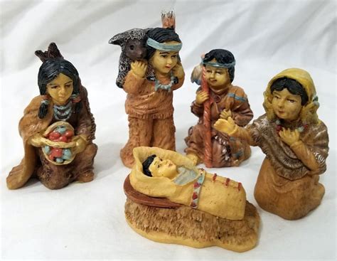 Native American Resin Indian Christmas Nativity Set 2 - 3 in Tall 5 ...