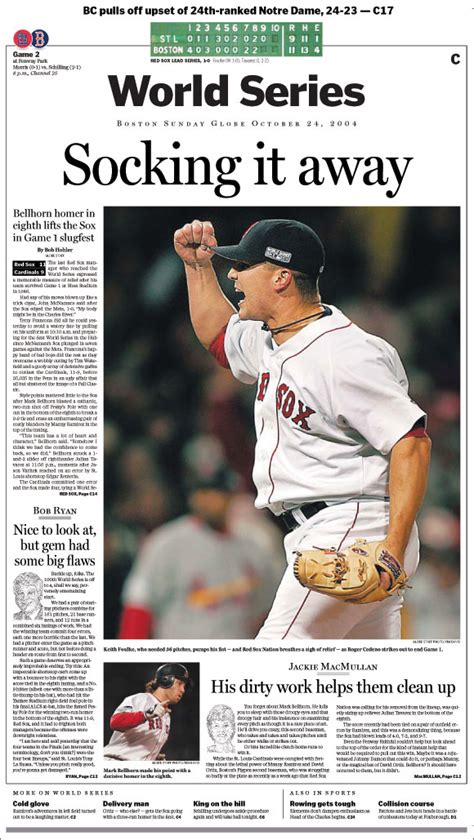 boston globe sports page