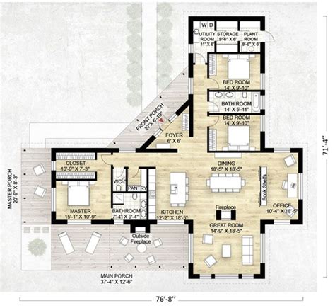 Lujoso plano de casa de campo con 3 habitaciones (202,5m2) | Dream house plans, L shaped house ...