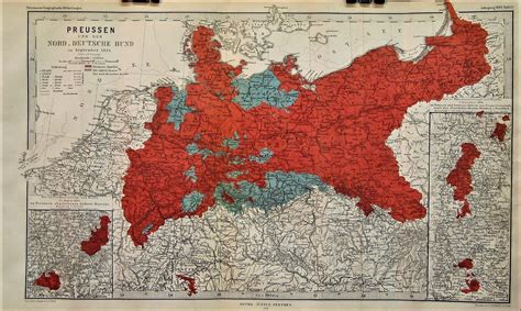 1866 Map of Prussia and the North German Confederation in September 1866. Designed by a ...