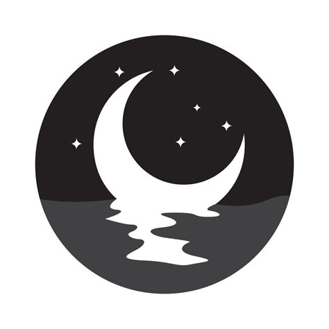 media luna con mar noche logotipo símbolo vector icono diseño ...