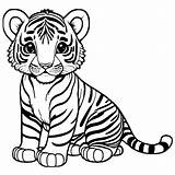 Tiger Coloring Page · Creative Fabrica sketch template