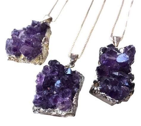 Amethyst Crystal Cluster Pendant, Silver Chain Necklace - Well Done Goods, by Cyberoptix ...