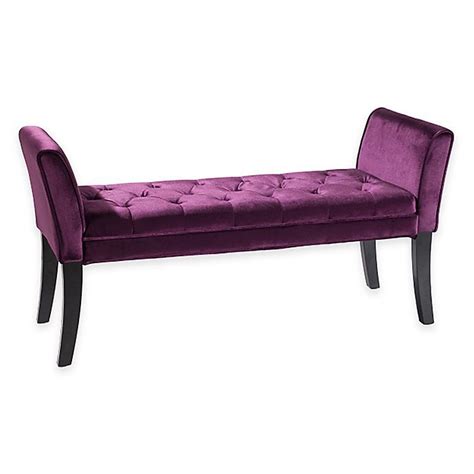 Barcelona Velvet Tufted Bench with Arms | Bed Bath & Beyond | Tufted bench, Velvet living room ...