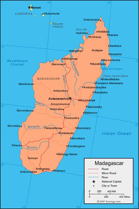 Madagascar Map and Satellite Image