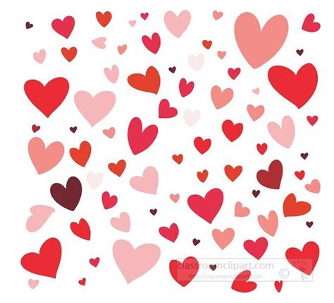 Valentines Day Clipart-scattered pattern of red and pink hearts of ...