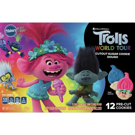 Pillsbury Ready to Bake! Trolls Cutout Sugar Cookie Dough, 6.4 Oz., 12 Count - Walmart.com