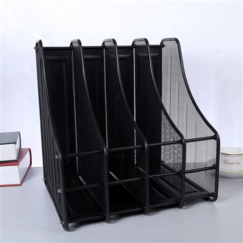 4 Slots Metal File Holder Magazine Book File Organizer Stand Rack ...