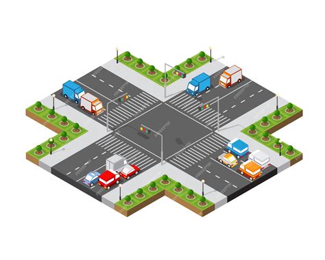 Premium Vector | City isometric 3D intersection