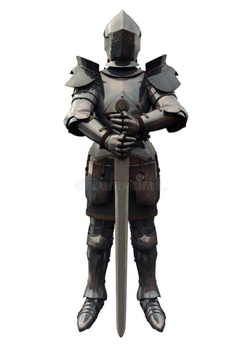 Fifteenth Century Medieval Knight With Sword Stock Illustration - Image ...