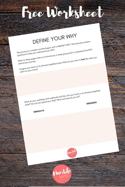 Define Your Why Worksheet | Minimalism, Simplify, Understand your why ...