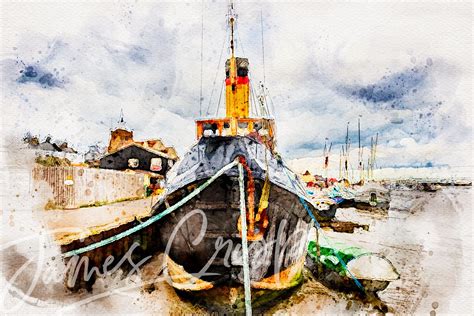 Steam Tug Brent Digital Painting - Crisp Photography