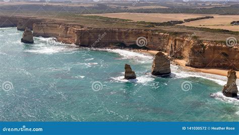 Aerial View of Twelve Apostles, Great Ocean Road Coastline, Victoria, Australia Stock Photo ...