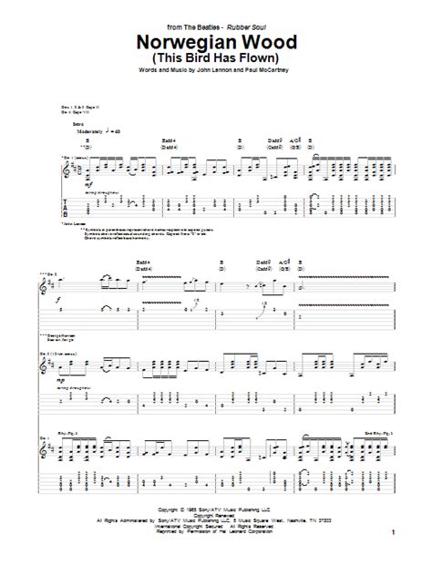 Norwegian Wood (This Bird Has Flown) by The Beatles - Guitar Tab - Guitar Instructor