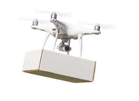 Transparent PNG UAV Quadcopter Drone Flying In Air Carrying Delivery Package. 16475716 PNG