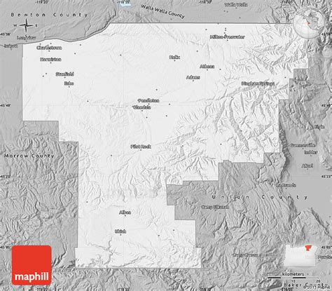 Gray Map of Umatilla County