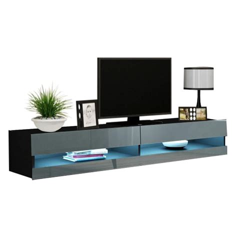 Vigo New 180 LED Wall Mounted 71" Floating TV Stand, Black/Gray - Walmart.com - Walmart.com