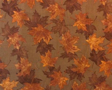 Autumn Fall leaves Brown Crunchy November October Cotton Quilting Fabric MD243