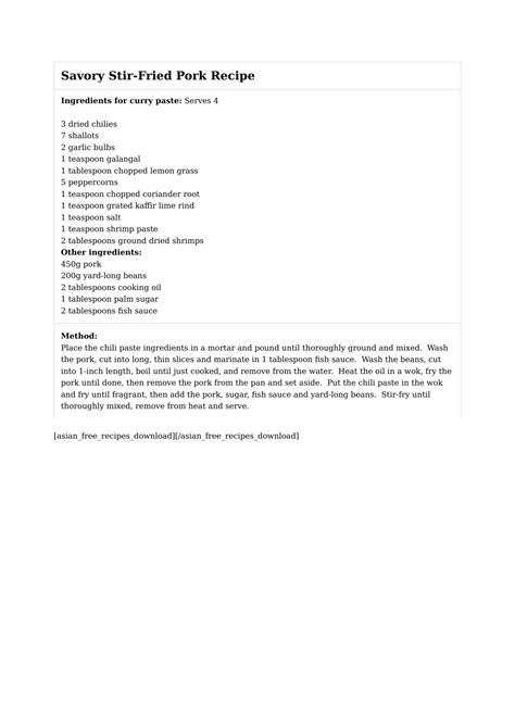 Savory Stir-Fried Pork Recipe