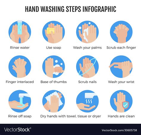 Hand Washing Steps Infographic Hand Washing Vector Image – NBKomputer