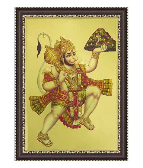 Painting Mantra Bajrang Bali ( Hanuman Ji) Small Gold Foil Print Framed: Buy Painting Mantra ...