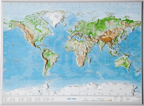 3D Raised Relief Map World small - georelief GbR - Made in Germany