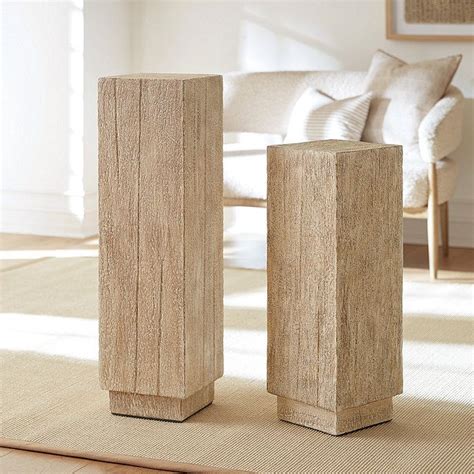 Camino Wood Pedestal Handmade Oak with Light Whitewash & Floating Base ...