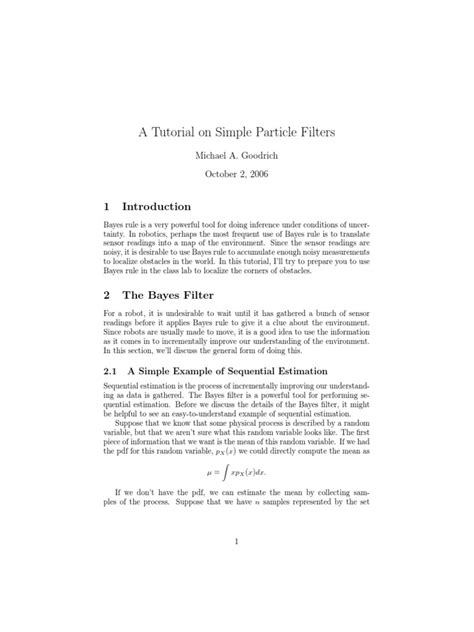 Particle Filter Tutorial | PDF | Acceleration | Force