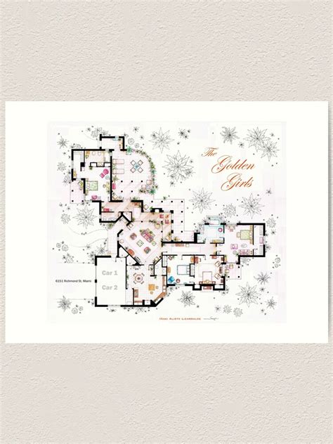 "The Golden Girls House floorplan v.1" Art Print by nikneuk | Redbubble