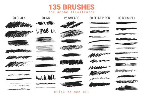 135 Vector Brushes for Illustrator | Vector brush, Illustrator brushes ...